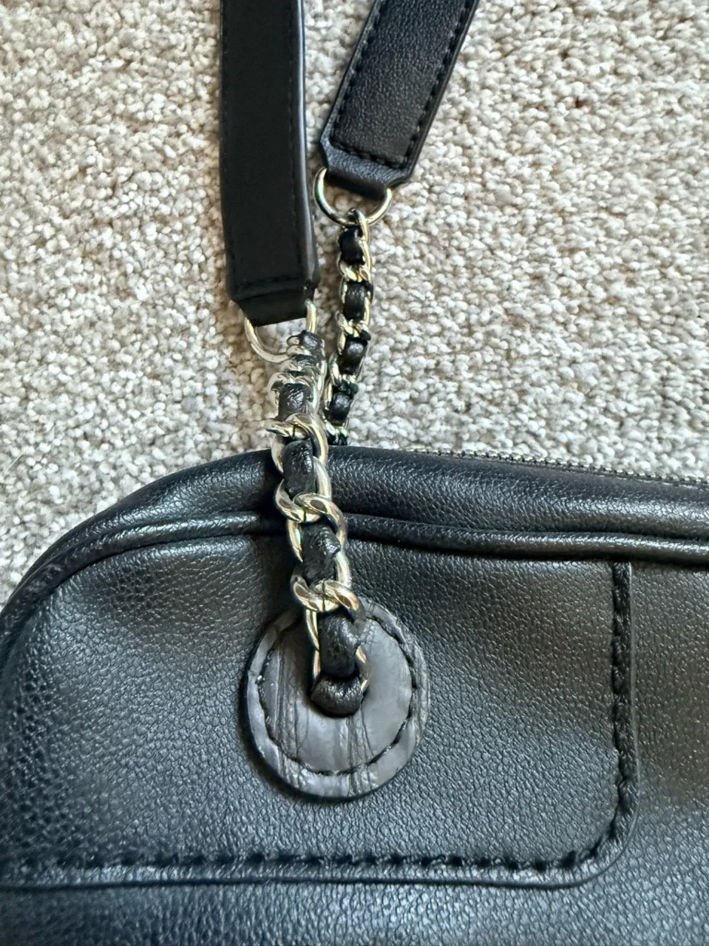GUESS Disco Queen Black Studded Shoulder Bag with Chain Straps - Picture 5 of 12